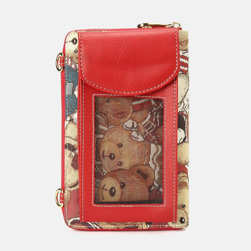 Vrouwen Dragen Patroon 12 Kaartsleuven Telefoon Portemonnee Crossbody Tas Koppelingen Tas