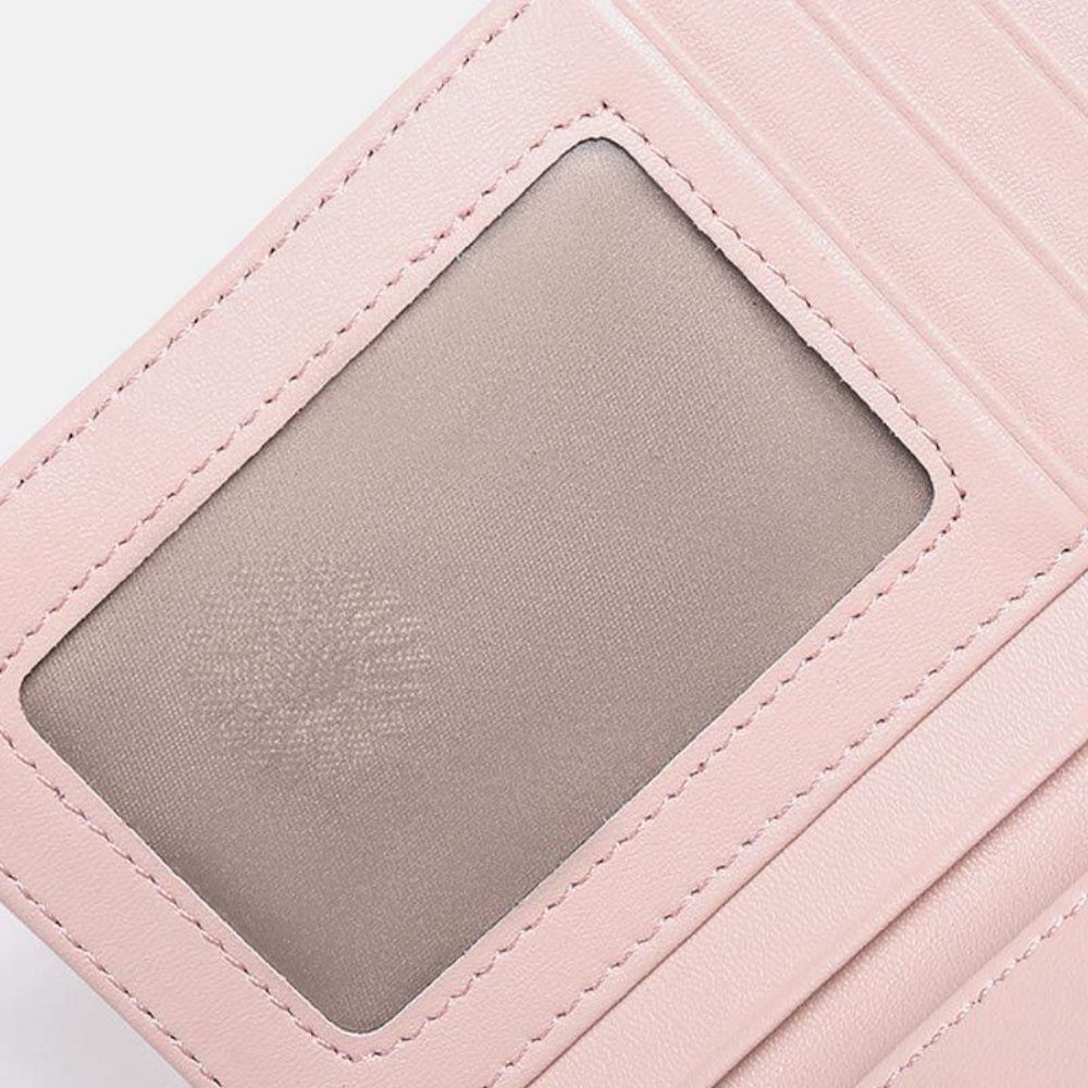 Vrouwen Echt Leer Rfid Anti Diefstal Multi-Slots Bifold Portemonnee Portemonnee Koppelingen Tas