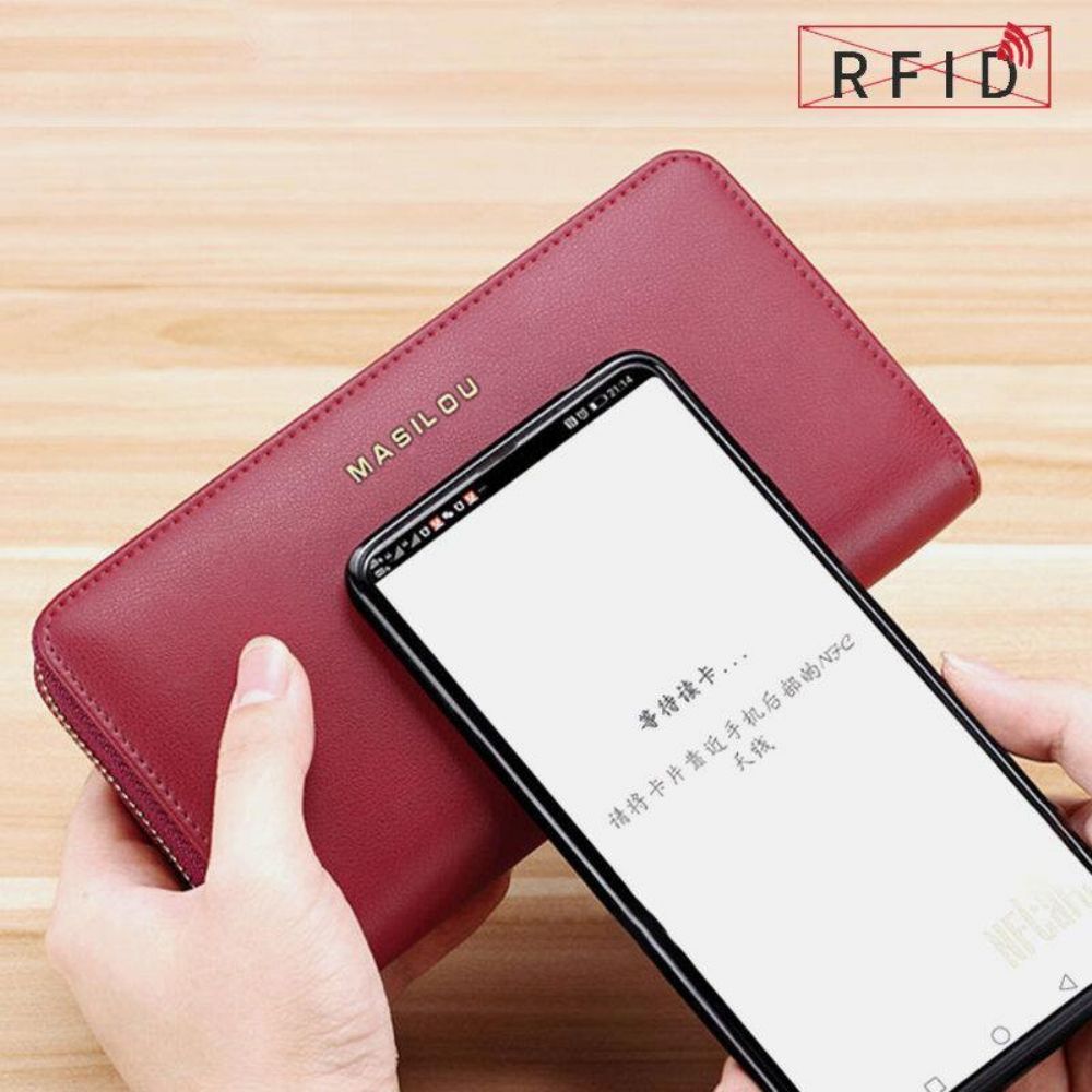 Vrouwen Lange Grote Capaciteit Lederen Portemonnee Eenvoudige Rfid Anti-Diefstal 6.5 Inch Clutch Portemonnee Multi-Kaartsleuven Kaarthouder Portemonnee