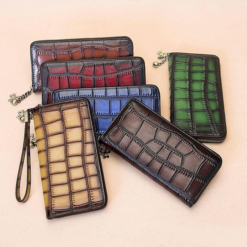 Vrouwen Lederen Alligator Patroon Retro Zachte Lederen Tas Multi-Slot Kaarthouder Portemonnee Clutch Purse