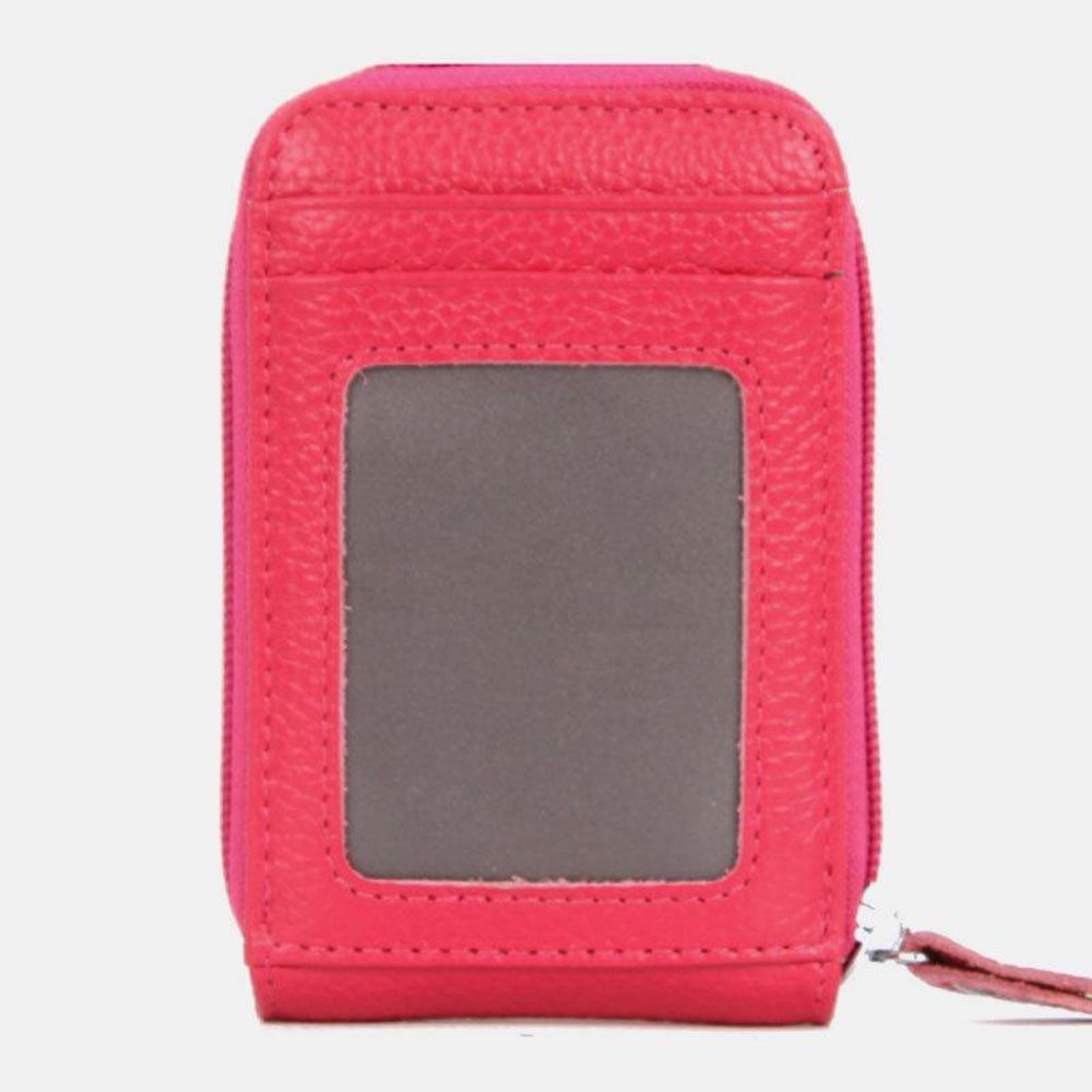 Vrouwen Lederen Rfid Anti-Diefstal Orgelvorm Multi-Slot Card Case Kaarthouder Portemonnee