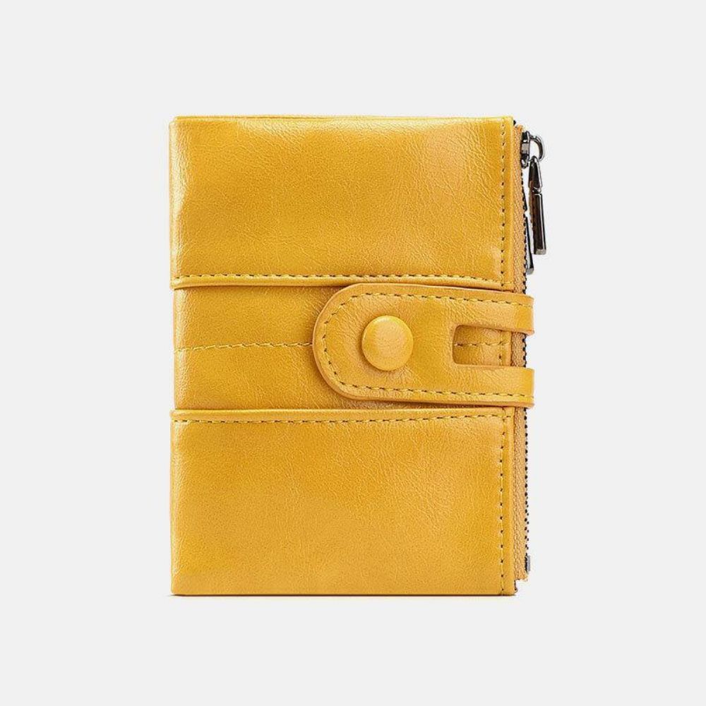 Vrouwen Rfid Anti Diefstal 6 Kaartsleuven Olie Wax Bifold Portemonnee