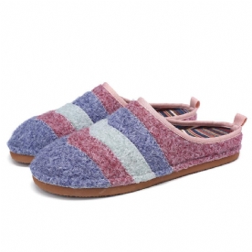 Colorblock Gestreepte Huishoudkatoenen Slip-On Indoor Platte Huisschoenen Slippers