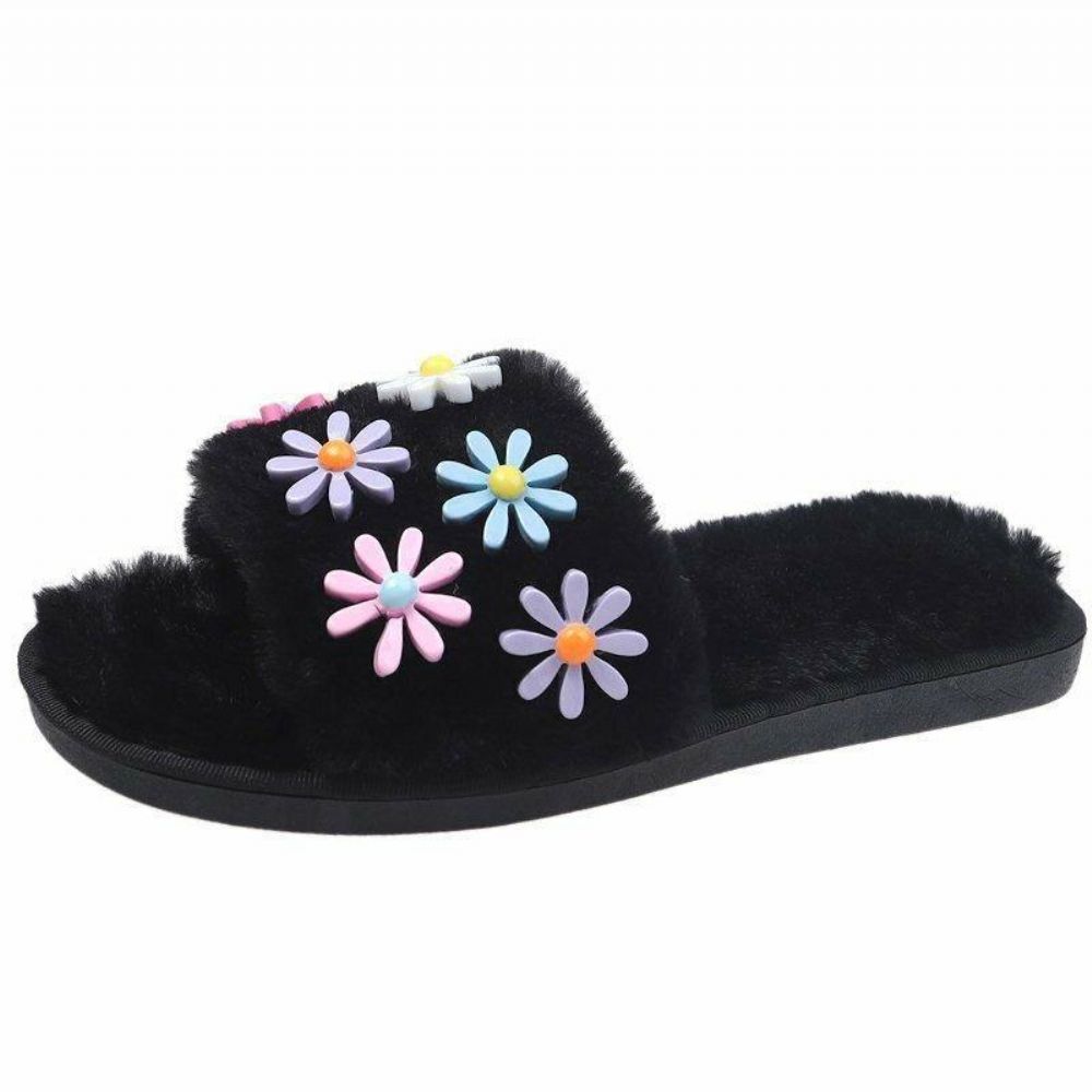 Dames Bloem Decor Antislip Pluche Katoenen Pantoffels