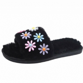 Dames Bloem Decor Antislip Pluche Katoenen Pantoffels