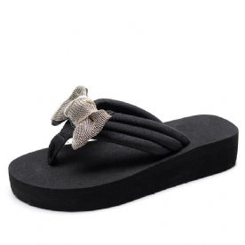 Dames Bowknot Decor Comfy Soft Flat Platform Slides Slippers