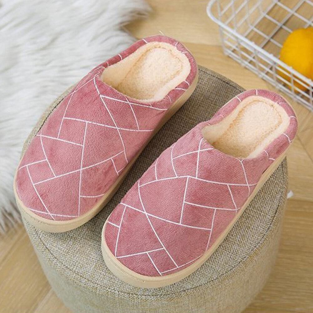 Dames Casual Geometrische Bedrukking Gesloten Teen Warme Voering Thuis Slippers