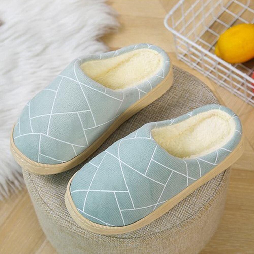 Dames Casual Geometrische Bedrukking Gesloten Teen Warme Voering Thuis Slippers