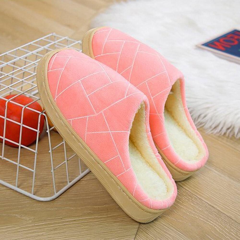 Dames Casual Geometrische Bedrukking Gesloten Teen Warme Voering Thuis Slippers