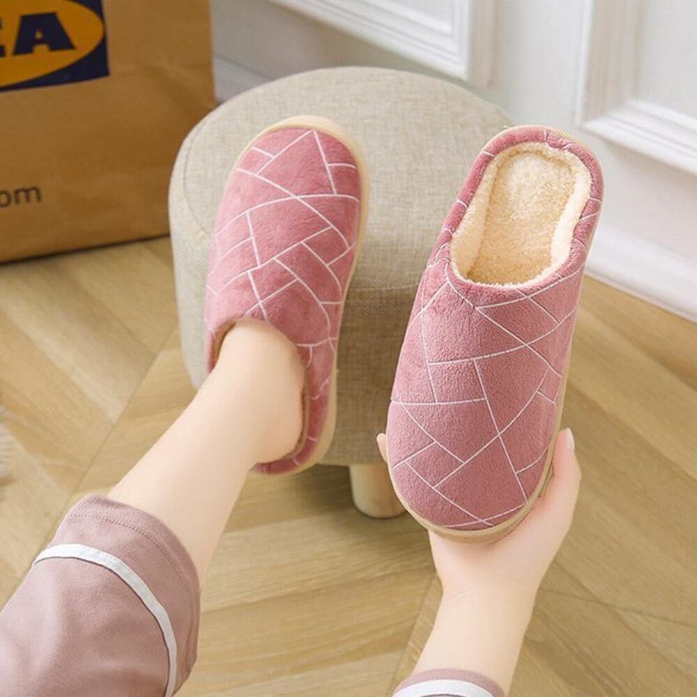 Dames Casual Geometrische Bedrukking Gesloten Teen Warme Voering Thuis Slippers