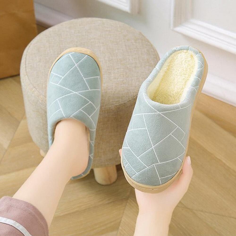 Dames Casual Geometrische Bedrukking Gesloten Teen Warme Voering Thuis Slippers