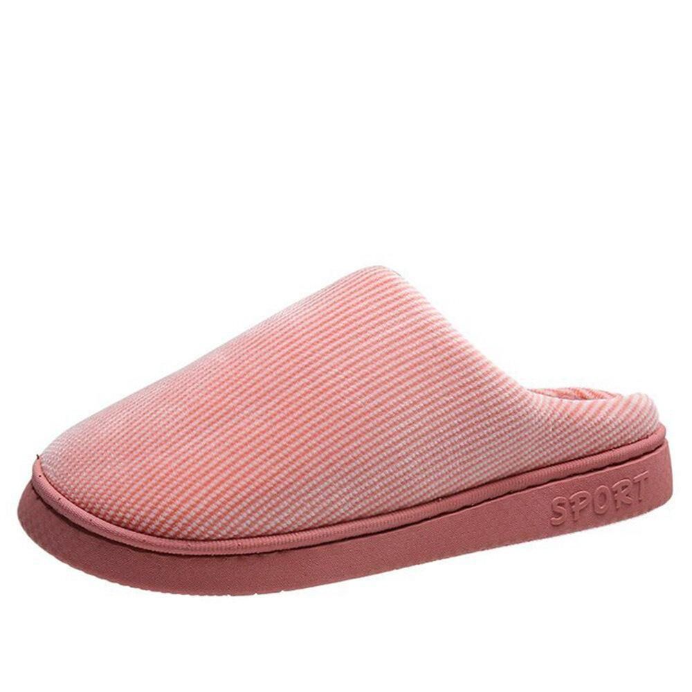 Dames Comfy Stripes Gesloten Teen Winter Warme Voering Antislip Indoor Slippers