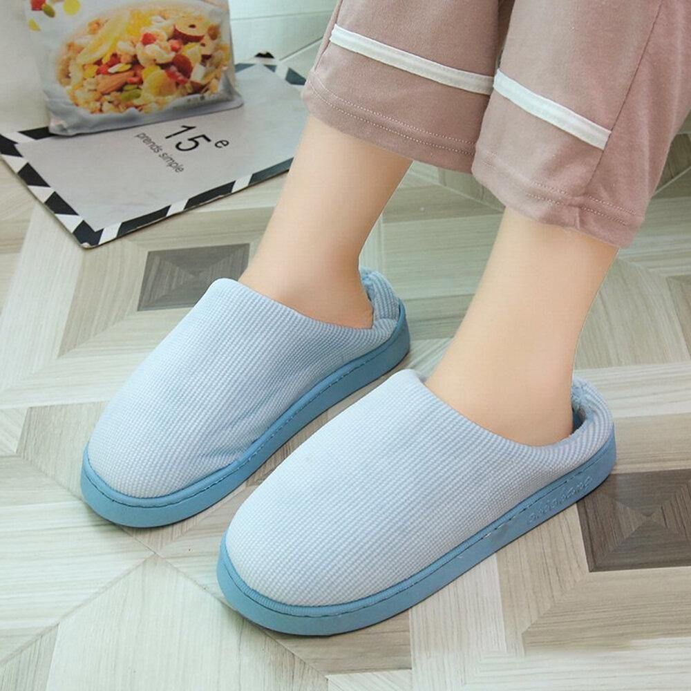 Dames Comfy Stripes Gesloten Teen Winter Warme Voering Antislip Indoor Slippers