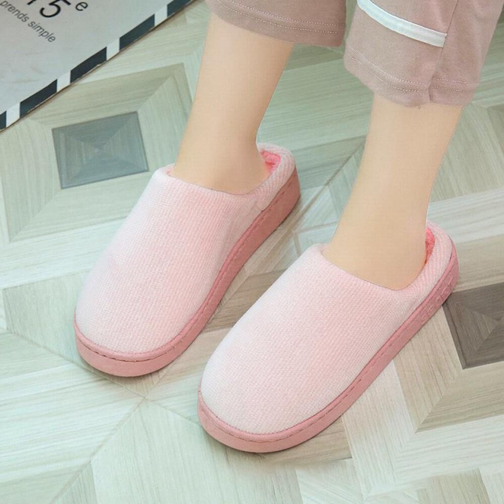 Dames Comfy Stripes Gesloten Teen Winter Warme Voering Antislip Indoor Slippers