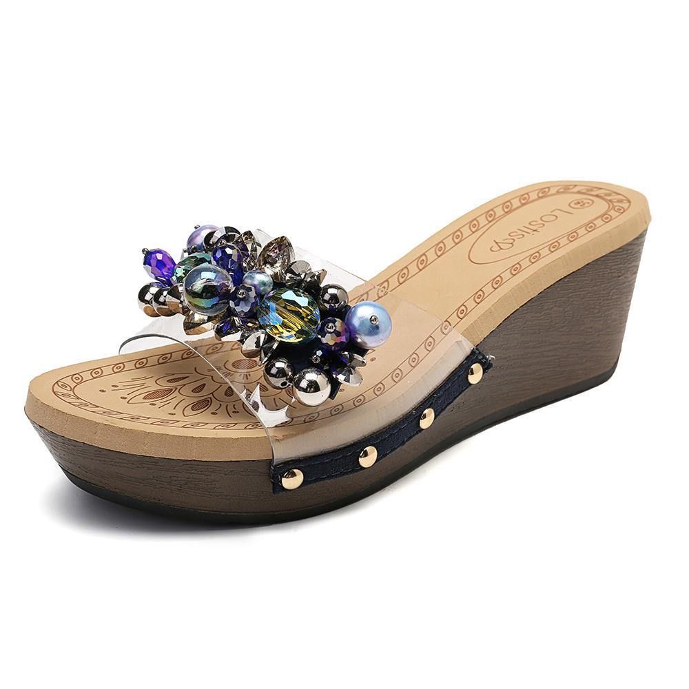 Dames Strass Transparante Pantoffels