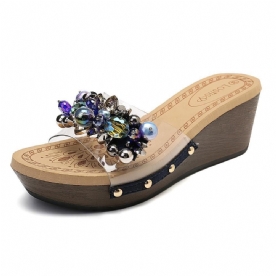 Dames Strass Transparante Pantoffels