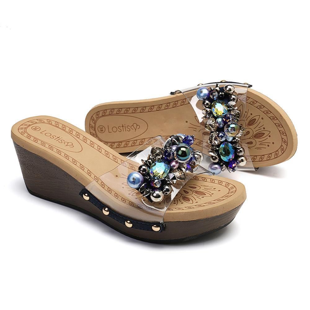 Dames Strass Transparante Pantoffels