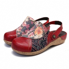 Dames Super Comfy Bloom Flowers Splicing Retro Pattern Stitching Slip On Platte Schoenen