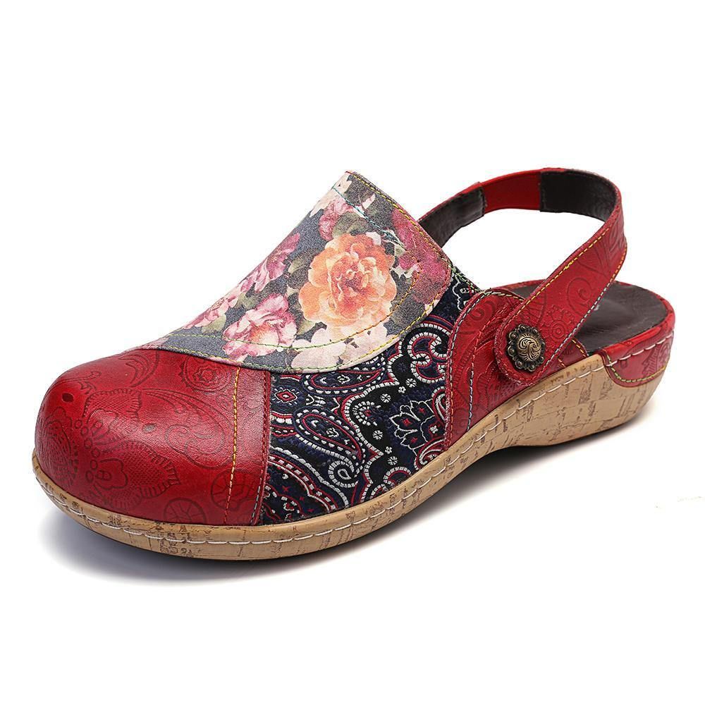 Dames Super Comfy Bloom Flowers Splicing Retro Pattern Stitching Slip On Platte Schoenen