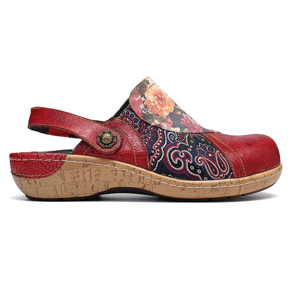 Dames Super Comfy Bloom Flowers Splicing Retro Pattern Stitching Slip On Platte Schoenen