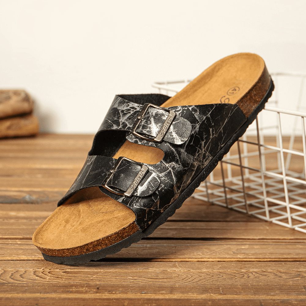 Heren Ademend Geopend Antislip Cork Bodem Strand Casual Slide Slippers