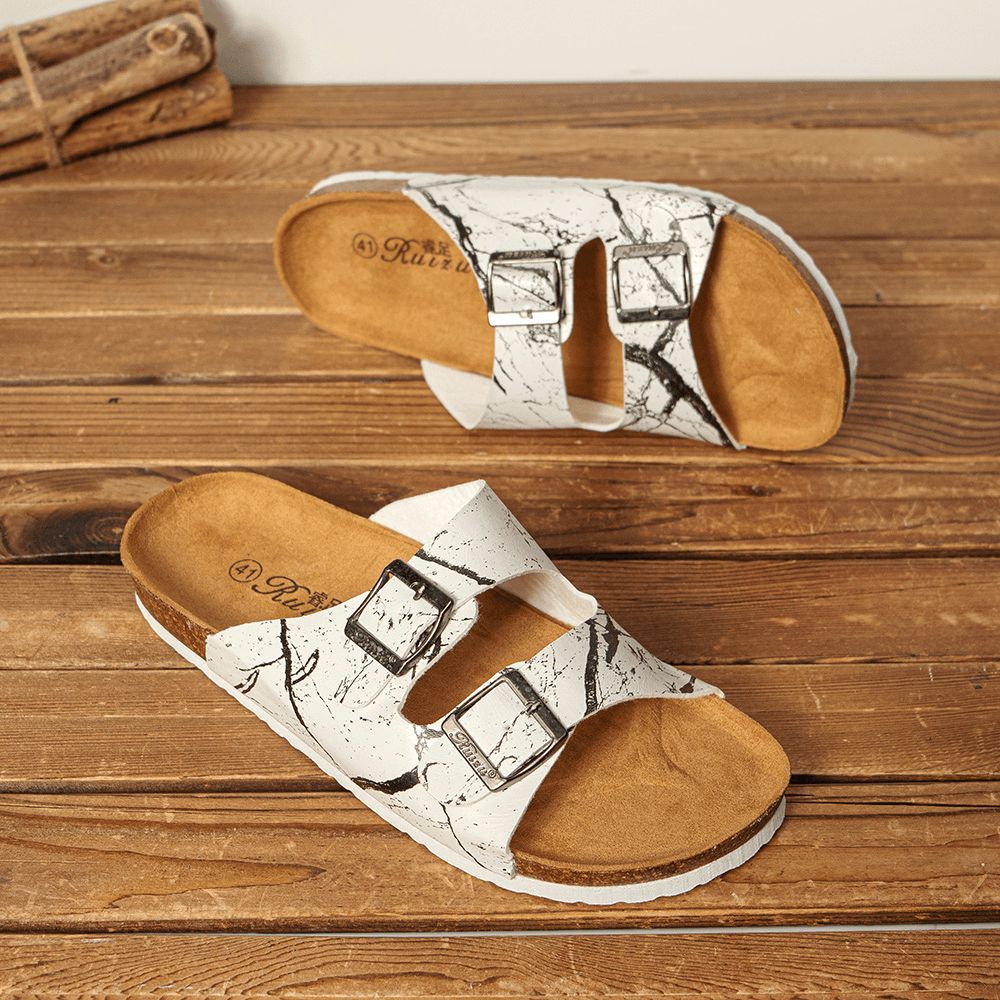 Heren Ademend Geopend Antislip Cork Bodem Strand Casual Slide Slippers