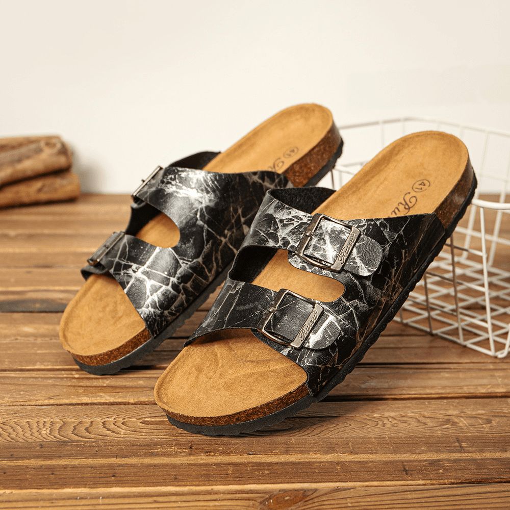 Heren Ademend Geopend Antislip Cork Bodem Strand Casual Slide Slippers