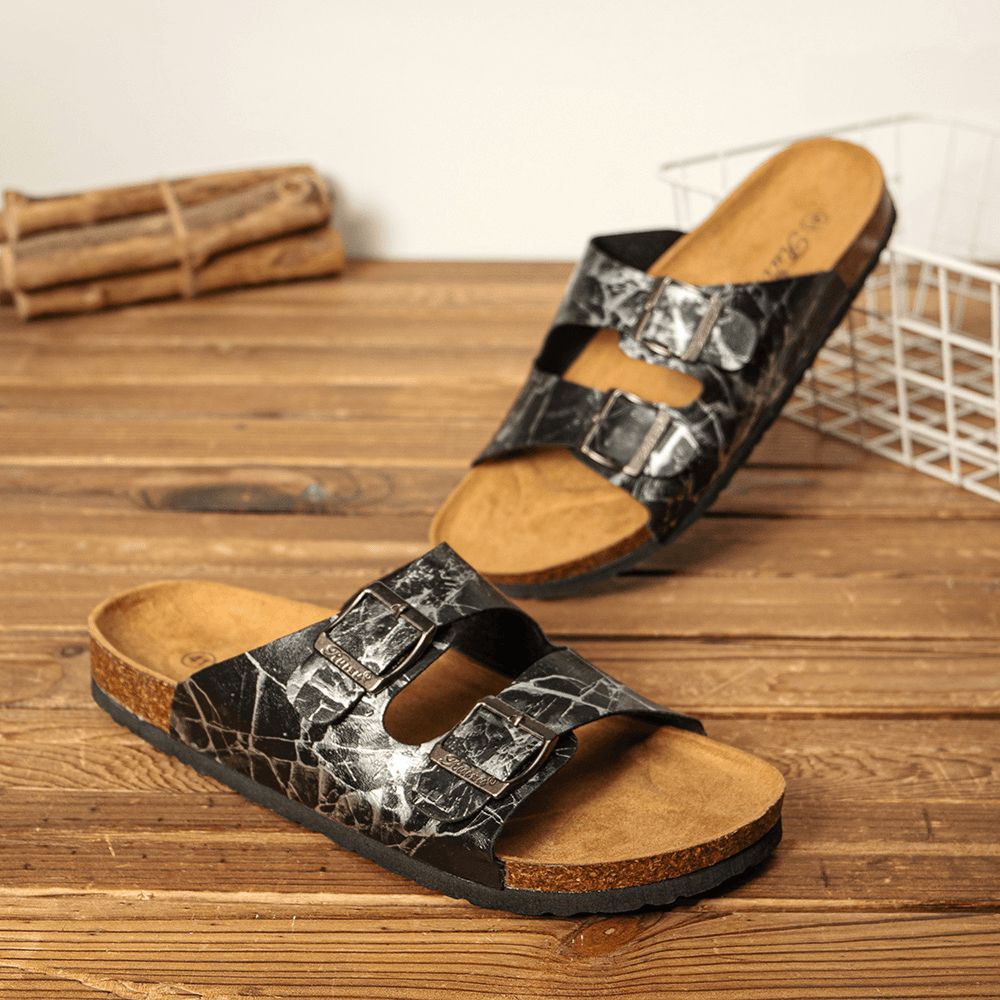 Heren Ademend Geopend Antislip Cork Bodem Strand Casual Slide Slippers