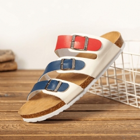 Heren Ademende Antislip Cork Bodem Geopend Strand Casual Slide Slipper