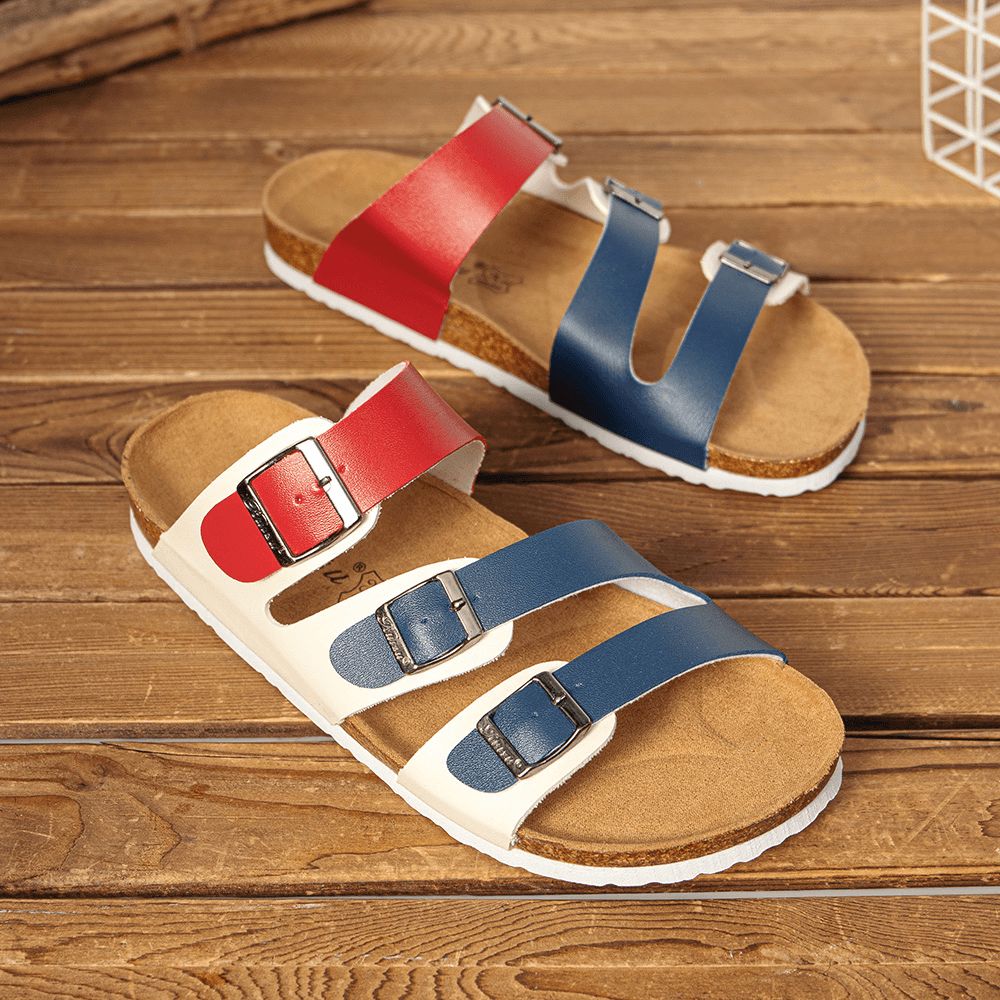 Heren Ademende Antislip Cork Bodem Geopend Strand Casual Slide Slipper