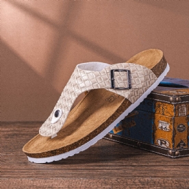 Heren Ademende Antislip Geweven Strandslippers Met Geknipte Teenslippers