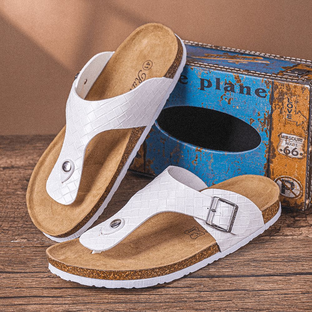 Heren Ademende Antislip Geweven Strandslippers Met Geknipte Teenslippers