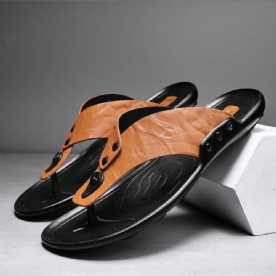 Heren Lederen Ademende Zachte Zool Antislip Comfortabele Outdoor Slippers Casual Slippers