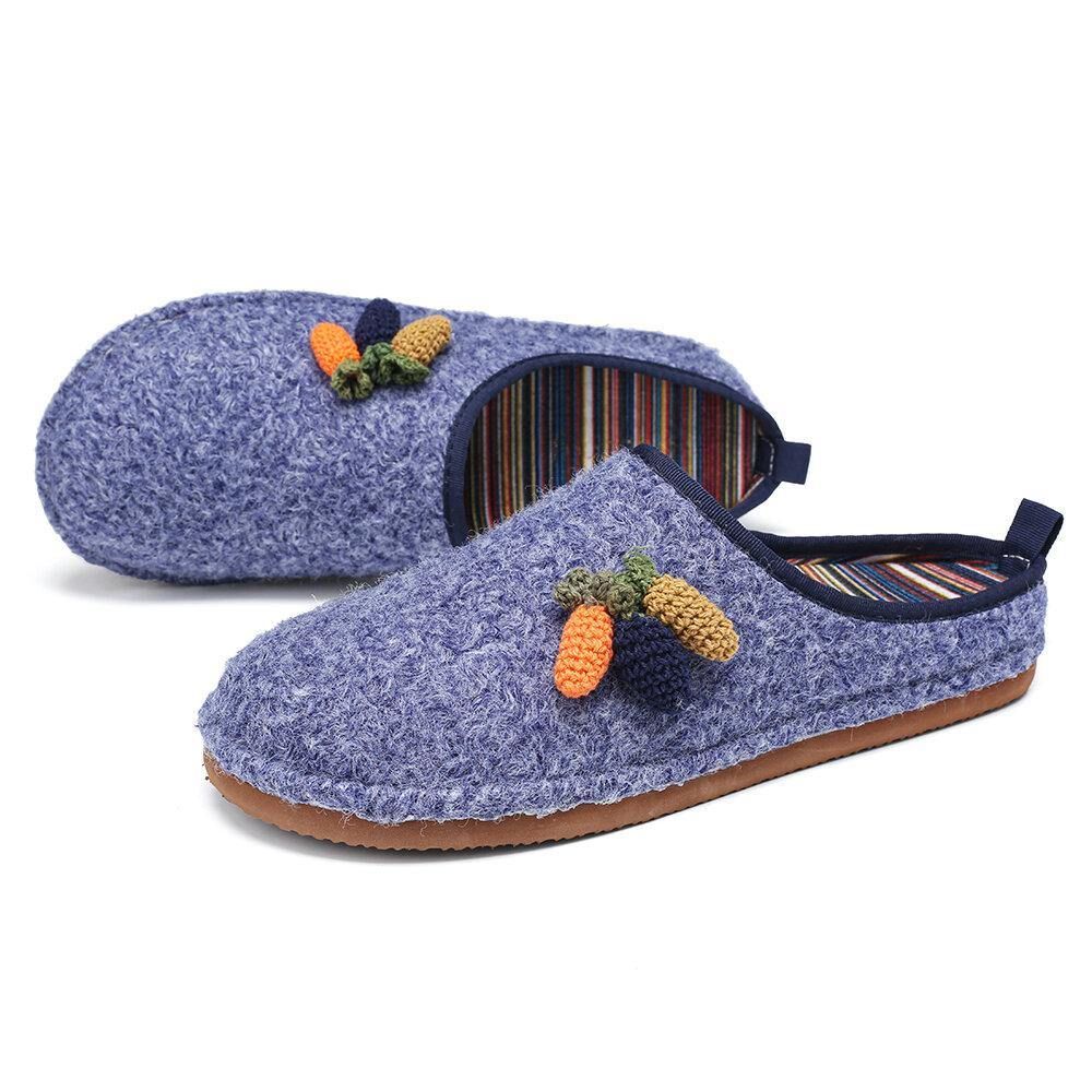 Leuke Fruit Decoratie Effen Kleur Huishoudelijke Katoenen Slip On Indoor Flat Home Schoenen Slippers