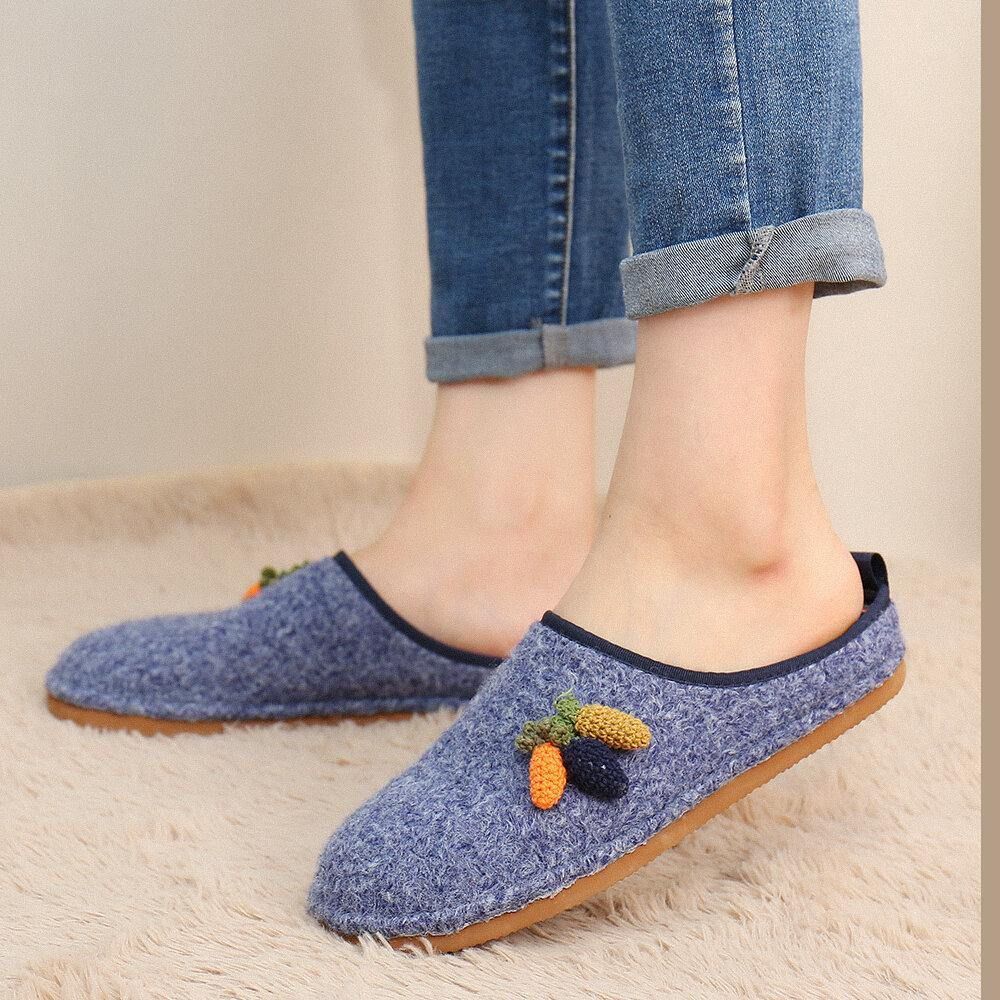 Leuke Fruit Decoratie Effen Kleur Huishoudelijke Katoenen Slip On Indoor Flat Home Schoenen Slippers