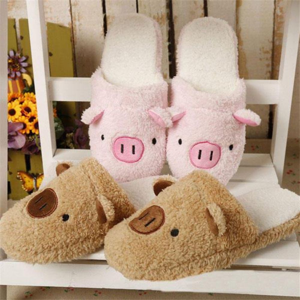 Nieuwe Winter Lover Cartoon Varken Warm Houden Pluche Katoen Thuis Indoor Mooie Slipper