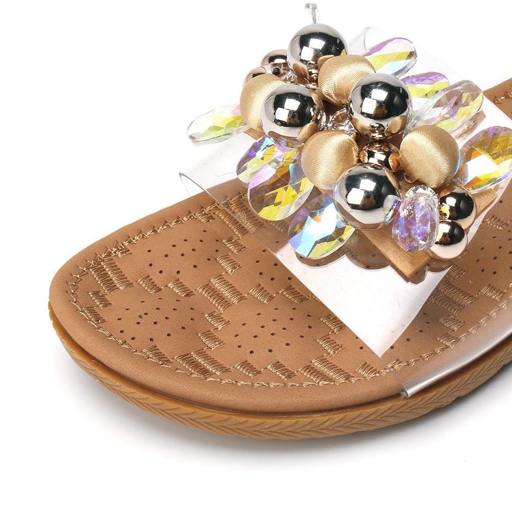 Platte Pantoffels Met Strandkralendecoratie Dames