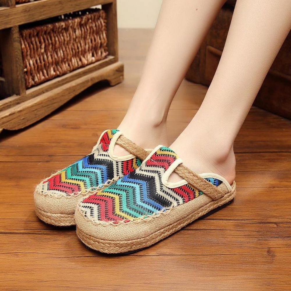 Rainbow Espadrilles Vlas Backless Loafers