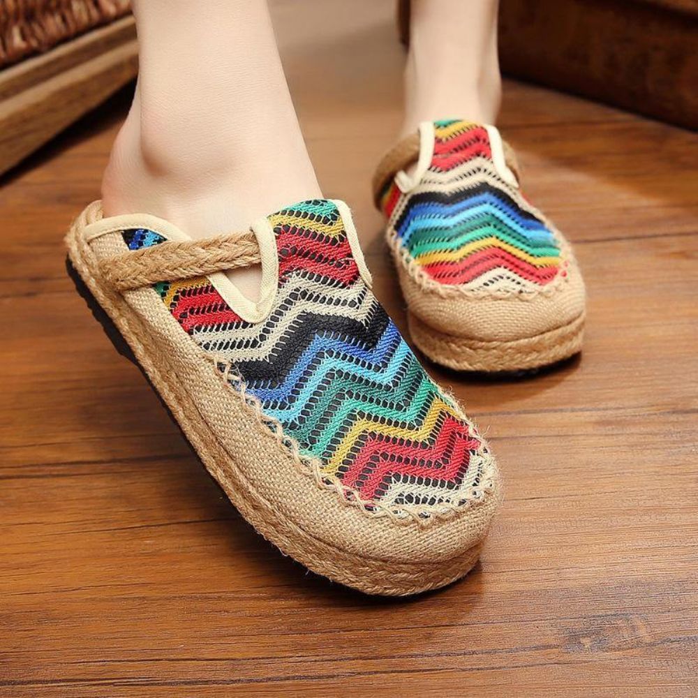 Rainbow Espadrilles Vlas Backless Loafers