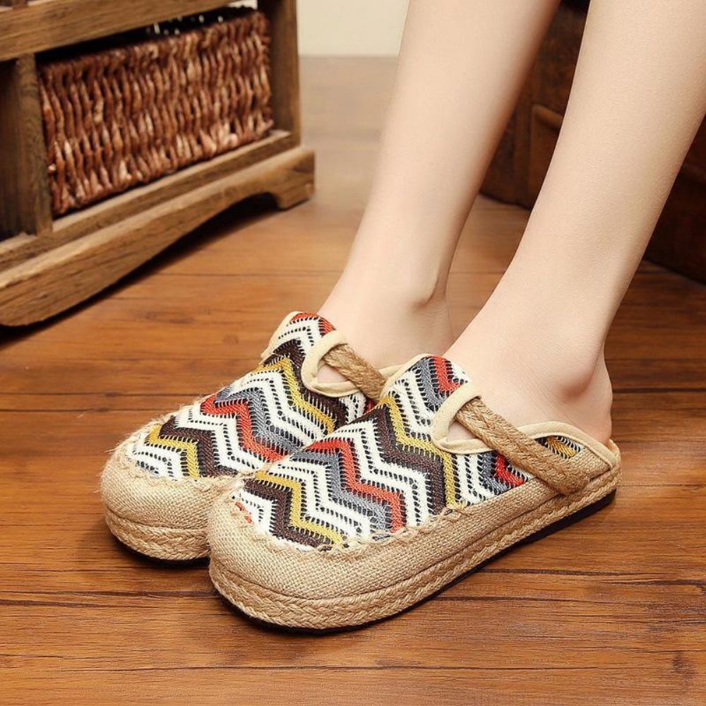 Rainbow Espadrilles Vlas Backless Loafers