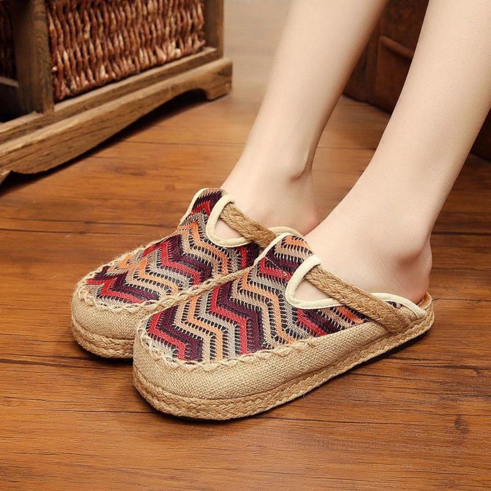 Rainbow Espadrilles Vlas Backless Loafers