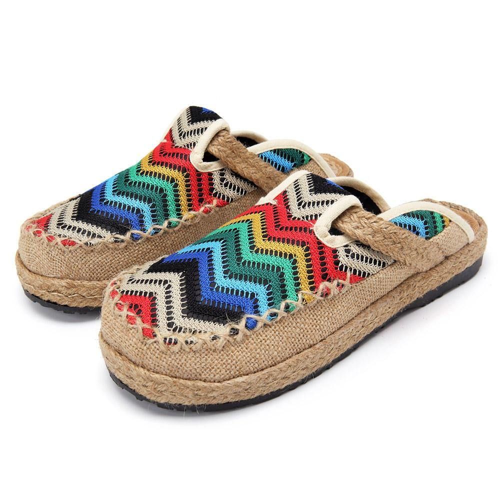 Rainbow Espadrilles Vlas Backless Loafers