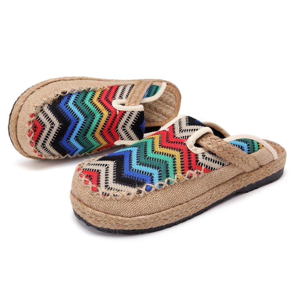 Rainbow Espadrilles Vlas Backless Loafers