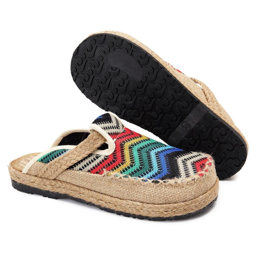 Rainbow Espadrilles Vlas Backless Loafers