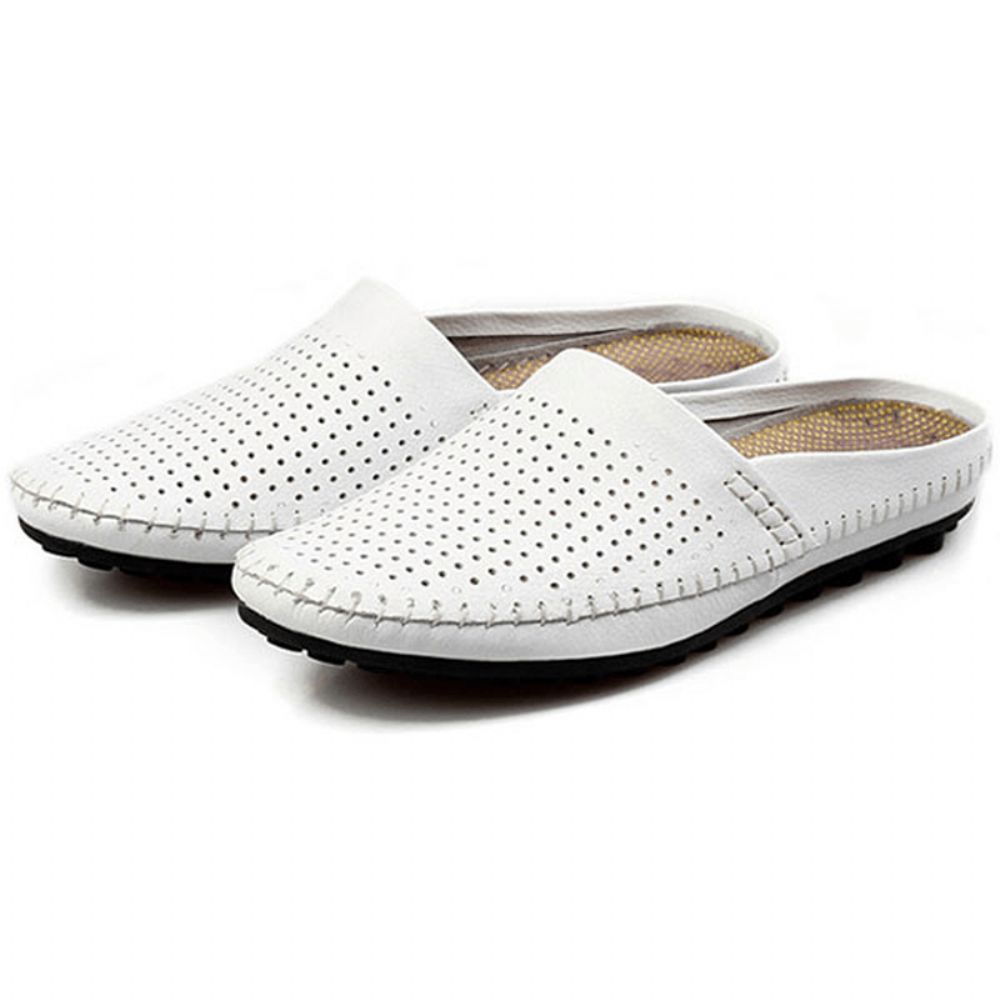 Slipper Heren Uitgehold Casual Strand Instapper In Leer