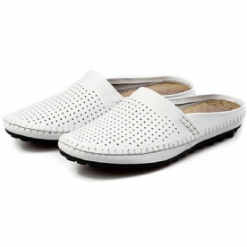 Slipper Heren Uitgehold Casual Strand Instapper In Leer