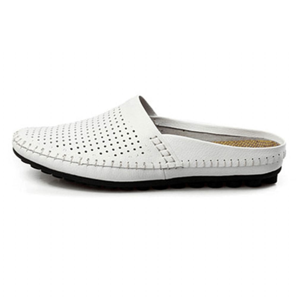 Slipper Heren Uitgehold Casual Strand Instapper In Leer