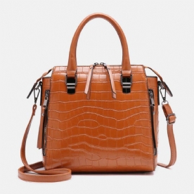 4 Stks Vintage Croc Reliëf Portemonnee Grote Capaciteit Clutch Handtas Schoudertas Crossbody Tas