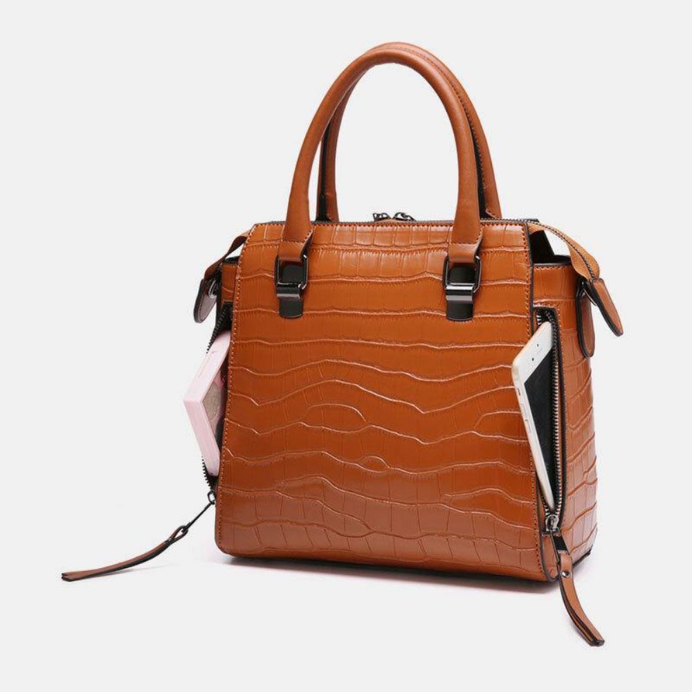 4 Stks Vintage Croc Reliëf Portemonnee Grote Capaciteit Clutch Handtas Schoudertas Crossbody Tas