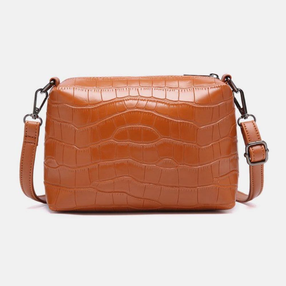 4 Stks Vintage Croc Reliëf Portemonnee Grote Capaciteit Clutch Handtas Schoudertas Crossbody Tas